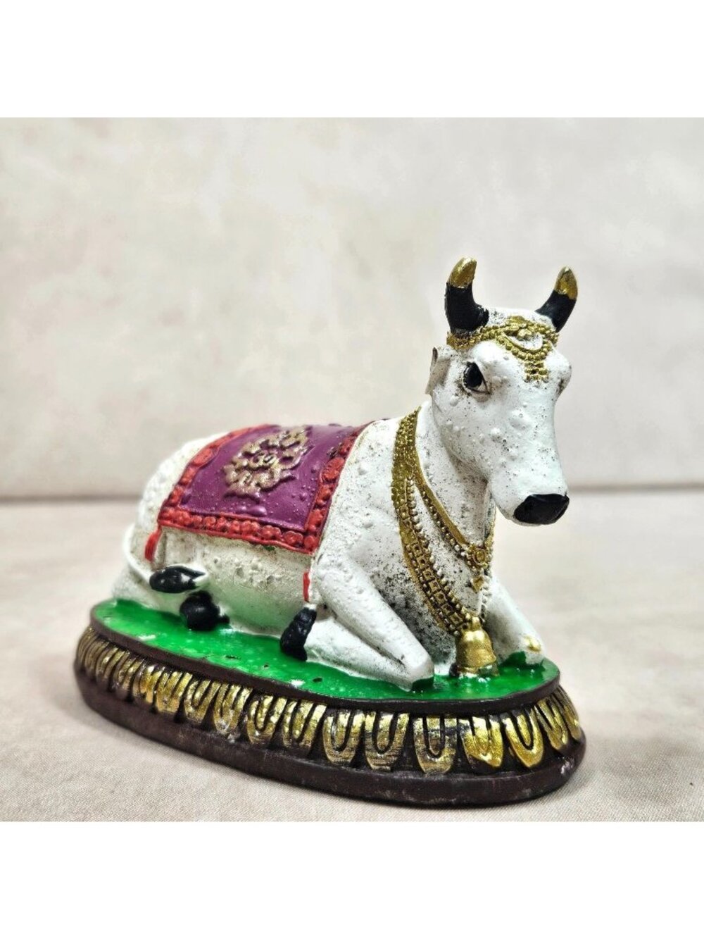 Holy Cow4" in Purple Color Hinduism Statue Murti Figurine Golu Doll